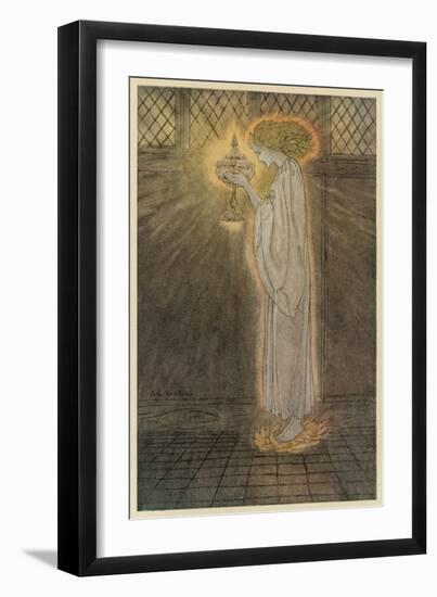 Maiden and Grail-Arthur Rackham-Framed Art Print