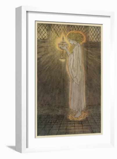 Maiden and Grail-Arthur Rackham-Framed Art Print