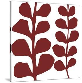 Maidenhair (red on white)-Denise Duplock-Stretched Canvas