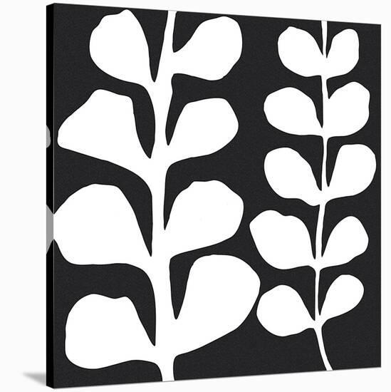 Maidenhair (white on black)-Denise Duplock-Stretched Canvas