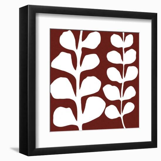 Maidenhair (white on red)-Denise Duplock-Framed Art Print