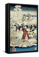 Maids in a Snow-Covered Garden, 1859-Utagawa Hiroshige and Kunisada-Framed Stretched Canvas