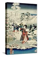Maids in a Snow-Covered Garden, 1859-Utagawa Hiroshige and Kunisada-Stretched Canvas