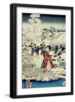 Maids in a Snow-Covered Garden, 1859-Utagawa Hiroshige and Kunisada-Framed Giclee Print