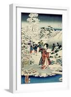 Maids in a Snow-Covered Garden, 1859-Utagawa Hiroshige and Kunisada-Framed Giclee Print