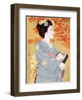 Maiko the Autumn Leaves-Goyo Otake-Framed Giclee Print