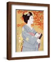 Maiko the Autumn Leaves-Goyo Otake-Framed Giclee Print