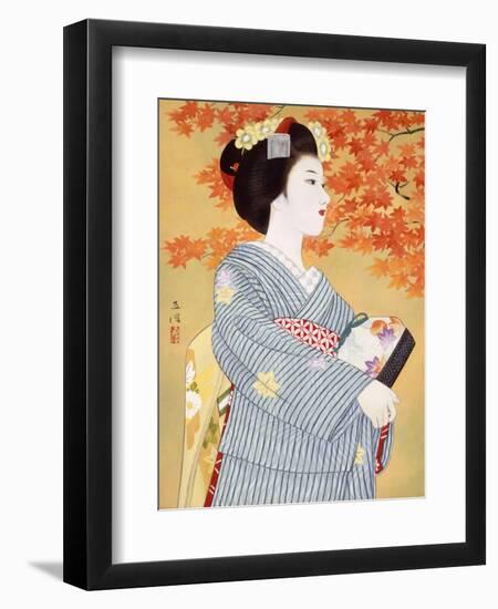 Maiko the Autumn Leaves-Goyo Otake-Framed Giclee Print