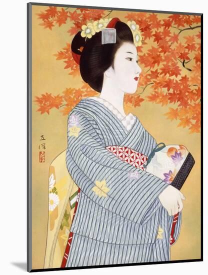 Maiko the Autumn Leaves-Goyo Otake-Mounted Giclee Print