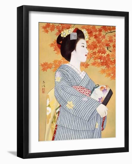 Maiko the Autumn Leaves-Goyo Otake-Framed Giclee Print