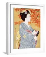 Maiko the Autumn Leaves-Goyo Otake-Framed Giclee Print
