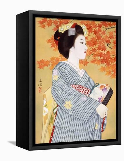 Maiko the Autumn Leaves-Goyo Otake-Framed Stretched Canvas