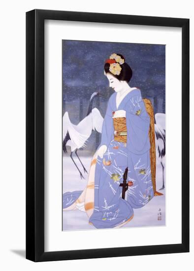 Maiko with Snow in Spring-Goyo Otake-Framed Giclee Print