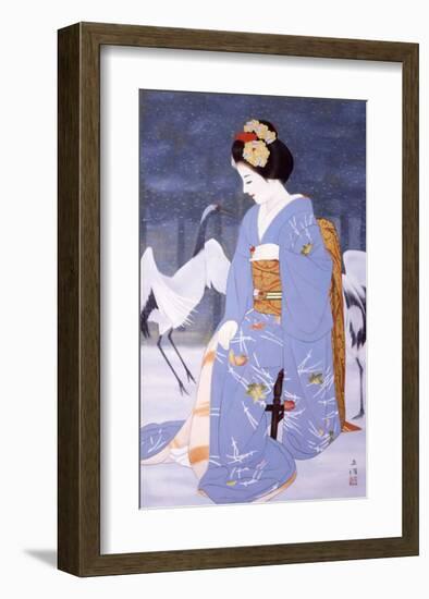 Maiko with Snow in Spring-Goyo Otake-Framed Giclee Print