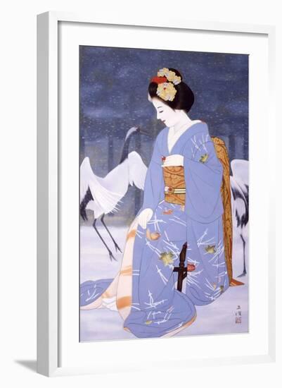 Maiko with Snow in Spring-Goyo Otake-Framed Giclee Print