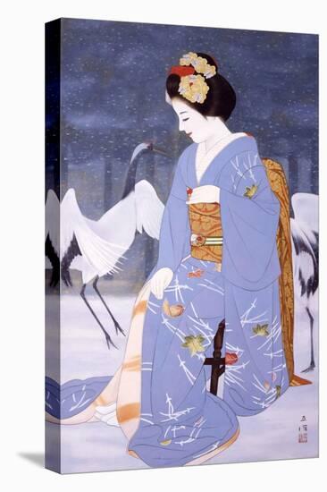 Maiko with Snow in Spring-Goyo Otake-Stretched Canvas