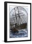 Mail Boat in a Gale Delivering to White Star Lines Steamer Germanic Off Sandy Hook, NJ, 1870s-null-Framed Giclee Print
