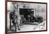 Mail Carrier with "United Mail" Automobile Photograph-Lantern Press-Framed Art Print