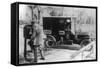 Mail Carrier with "United Mail" Automobile Photograph-Lantern Press-Framed Stretched Canvas