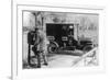 Mail Carrier with "United Mail" Automobile Photograph-Lantern Press-Framed Premium Giclee Print