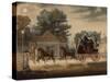 Mail Coach by Moonlight (Coloured Engraving)-James Pollard-Stretched Canvas