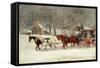 Mail Coach in a Snowstorm-James Pollard-Framed Stretched Canvas