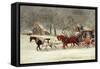 Mail Coach in a Snowstorm-James Pollard-Framed Stretched Canvas