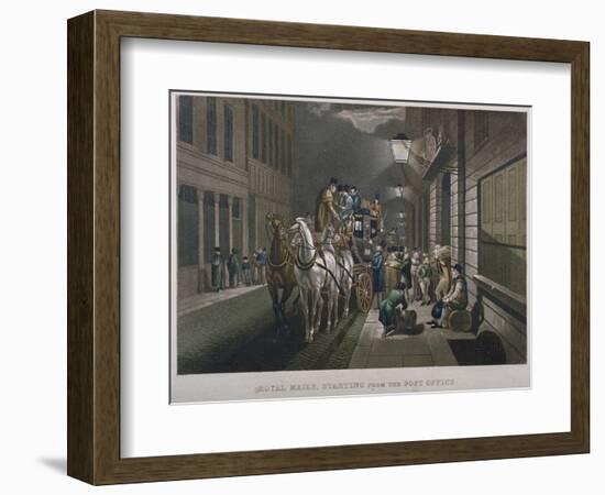 Mail Coach Outside the General Post Office, Lombard Street, City of London, 1827-Charles Hunt-Framed Giclee Print