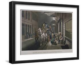 Mail Coach Outside the General Post Office, Lombard Street, City of London, 1827-Charles Hunt-Framed Giclee Print