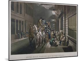 Mail Coach Outside the General Post Office, Lombard Street, City of London, 1827-Charles Hunt-Mounted Giclee Print