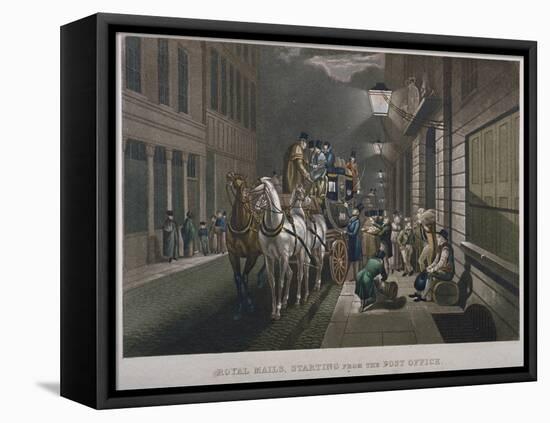 Mail Coach Outside the General Post Office, Lombard Street, City of London, 1827-Charles Hunt-Framed Stretched Canvas