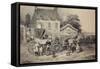 Mail Coach Rest Stop, France, 19th Century-null-Framed Stretched Canvas