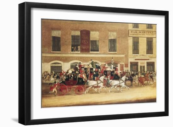 Mail Coaches Outside the Angel, Islington-James Pollard-Framed Giclee Print