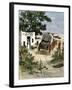 Mail Delivered by Stagecoach to a Post Office in the Southwest, 1870s-null-Framed Giclee Print