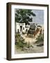Mail Delivered by Stagecoach to a Post Office in the Southwest, 1870s-null-Framed Giclee Print