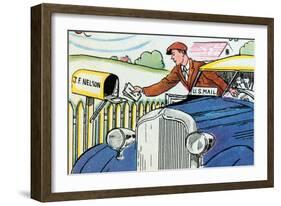 Mail Delivery By Car-Julia Letheld Hahn-Framed Art Print