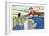 Mail Delivery By Car-Julia Letheld Hahn-Framed Art Print