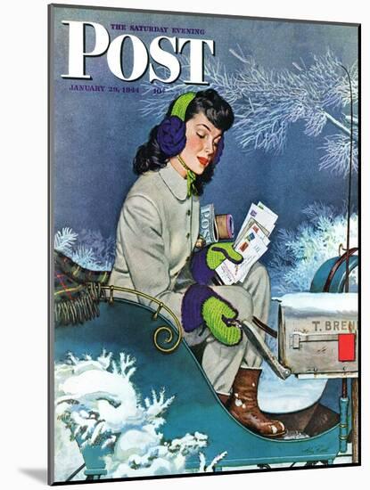 "Mail Delivery by Sleigh," Saturday Evening Post Cover, January 29, 1944-Alex Ross-Mounted Giclee Print
