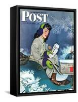 "Mail Delivery by Sleigh," Saturday Evening Post Cover, January 29, 1944-Alex Ross-Framed Stretched Canvas