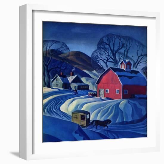 "Mail Wagon in Snowy Landscape," March 14, 1942-Dale Nichols-Framed Giclee Print