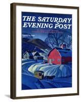 "Mail Wagon in Snowy Landscape," Saturday Evening Post Cover, March 14, 1942-Dale Nichols-Framed Giclee Print