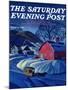 "Mail Wagon in Snowy Landscape," Saturday Evening Post Cover, March 14, 1942-Dale Nichols-Mounted Giclee Print