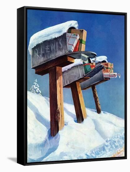 "Mailboxes in Snow," December 27, 1941-Miriam Tana Hoban-Framed Stretched Canvas