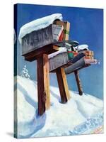 "Mailboxes in Snow," December 27, 1941-Miriam Tana Hoban-Stretched Canvas