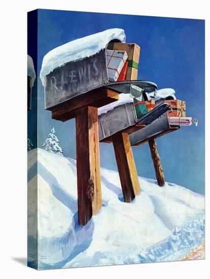 "Mailboxes in Snow," December 27, 1941-Miriam Tana Hoban-Stretched Canvas