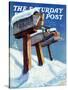 "Mailboxes in Snow," Saturday Evening Post Cover, December 27, 1941-Miriam Tana Hoban-Stretched Canvas