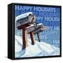 Mailboxes In The Snow Happy Holidays-null-Framed Stretched Canvas