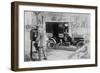 Mailman at Post Box with His Truck Parked at the Curb-null-Framed Art Print