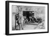 Mailman at Post Box with His Truck Parked at the Curb-null-Framed Art Print