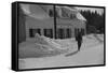 Mailman Delivering Mail after Heavy Snowfall, Rear View, Vermont, 1940-Marion Post Wolcott-Framed Stretched Canvas